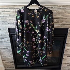 C&C California Black Floral Long Sleeve Dress